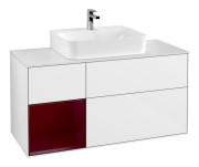 Тумба под раковину Villeroy & Boch Finion 120х50,1 см с подсветкой МДФ белый глянцевый лак/стекло белое матовое G161HBGF