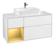 Тумба под раковину Villeroy & Boch Finion 120х50,1 см с подсветкой МДФ глянцевый белый лак/стекло белое матовое G161HFGF