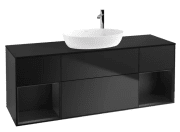Тумба под раковину Villeroy & Boch Finion 160х50,1 см с подсветкой МДФ черный матовый лак/стекло черное матовое G982PDPD