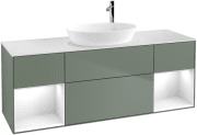 Тумба під раковину Villeroy & Boch Finion 160х50,1 см із підсвічуванням МДФ оливковий матовий лак/скло біле матове G981GFGM