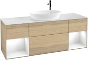 Тумба под раковину Villeroy & Boch Finion 160х50,1 см с подсветкой МДФ шпон дуба/стекло белое матовое G981GFPC