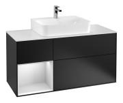 Тумба под раковину Villeroy & Boch Finion 120х50,1 см с подсветкой МДФ черный матовый лак/стекло белое матовое G161MTPD