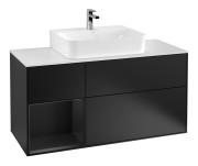Тумба под раковину Villeroy & Boch Finion 120х50,1 см с подсветкой МДФ черный матовый лак/стекло белое матовое G161PDPD