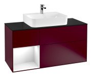 Тумба під раковину Villeroy & Boch Finion 120х50,1 см із підсвічуванням МДФ півонія матовий лак/скло чорне матове G162GFHB