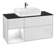 Тумба під раковину Villeroy & Boch Finion 120х50,1 см із підсвічуванням МДФ білий матовий лак/скло чорне матове G162GFMT