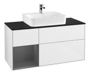 Тумба під раковину Villeroy & Boch Finion 120х50,1 см із підсвічуванням МДФ білий глянцевий лак/скло чорне матове G162GKGF