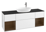 Тумба під раковину Villeroy & Boch Finion 160х50,1 см з підсвічуванням МДФ білий глянцевий лак/скло чорне матове G982GNGF