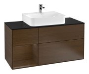 Тумба под раковину Villeroy & Boch Finion 120х50,1 см с подсветкой МДФ шпон грецкого ореха/стекло черное матовое G162GNGN