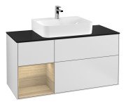 Тумба під раковину Villeroy & Boch Finion 120х50,1 см із підсвічуванням МДФ білий матовий лак/скло чорне матове F162PCMT