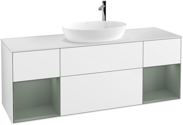 Тумба під раковину Villeroy & Boch Finion 160х50,1 см з підсвіткою МДФ білий глянцевий лак/скло біле матове G981GMGF