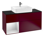 Тумба під раковину Villeroy & Boch Finion 120х50,1 см із підсвічуванням МДФ півонія матовий лак/скло чорне матове G162MTHB