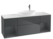 Тумба под раковину Villeroy & Boch Finion 160х50,1 см с подсветкой МДФ темно-синий матовый лак/стекло белое матовое G981HGHG