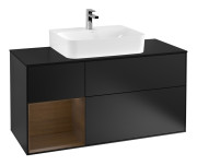 Тумба под раковину Villeroy & Boch Finion 120х50,1 см с подсветкой МДФ черный матовый лак/стекло черное матовое G162GNPD