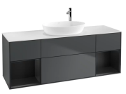 Тумба под раковину Villeroy & Boch Finion 160х50,1 см с подсветкой МДФ темно-синий матовый лак/стекло белое матовое G981PDHG