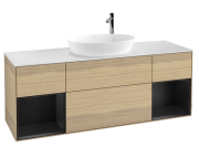 Тумба під раковину Villeroy & Boch Finion 160х50,1 см із підсвічуванням МДФ шпон дуба/скло біле матове G981PDPC