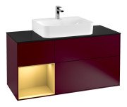 Тумба под раковину Villeroy & Boch Finion 120х50,1 см с подсветкой МДФ пион матовый лак/стекло черное матовое G162HFHB