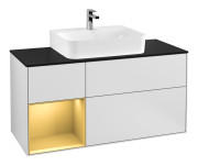 Тумба під раковину Villeroy & Boch Finion 120х50,1 см із підсвічуванням МДФ білий матовий лак/скло чорне матове G162HFMT