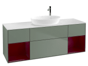 Тумба під раковину Villeroy & Boch Finion 160х50,1 см із підсвічуванням МДФ оливковий матовий лак/скло біле матове G981HBGM