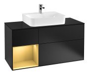 Тумба под раковину Villeroy & Boch Finion 120х50,1 см с подсветкой МДФ черный матовый лак/стекло черное матовое G162HFPD