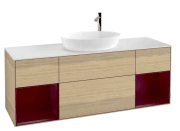 Тумба під раковину Villeroy & Boch Finion 160х50,1 см із підсвічуванням МДФ шпон дуба/скло біле матове G981HBPC