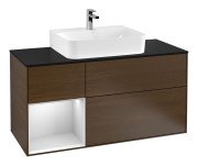 Тумба під раковину Villeroy & Boch Finion 120х50,1 см із підсвічуванням МДФ шпон волоського горіха/скло чорне матове G162MTGN