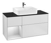 Тумба під раковину Villeroy & Boch Finion 120х50,1 см із підсвічуванням МДФ білий матовий лак/скло чорне матове G162MTMT