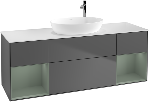 Тумба под раковину Villeroy & Boch Finion 160х50,1 см с подсветкой МДФ антрацит матовый лак/стекло белое матовое G981GMGK