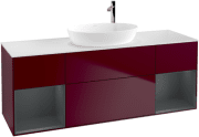 Тумба под раковину Villeroy & Boch Finion 160х50,1 см с подсветкой МДФ пион матовый лак/стекло белое матовое G981HGHB