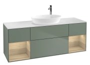 Тумба під раковину Villeroy & Boch Finion 160х50,1 см із підсвічуванням МДФ оливковий матовий лак/скло біле матове G981PCGM