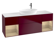 Тумба під раковину Villeroy & Boch Finion 160х50,1 см з підсвічуванням МДФ півонія матовий лак/скло біле матове G981PCHB