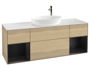 Тумба під раковину Villeroy & Boch Finion 160х50,1 см із підсвічуванням МДФ шпон дуба/скло біле матове G981PDPC
