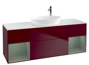 Тумба під раковину Villeroy & Boch Finion 160х50,1 см з підсвічуванням МДФ півонія матовий лак/скло біле матове G981GMHB