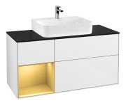 Тумба під раковину Villeroy & Boch Finion 120х50,1 см із підсвічуванням МДФ білий глянцевий лак/скло чорне матове G162HFGF