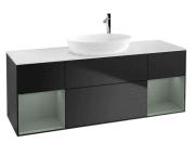 Тумба под раковину Villeroy & Boch Finion 160х50,1 см с подсветкой МДФ черный матовый лак/стекло белое матовое G981GMPD