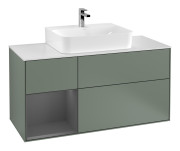 Тумба под раковину Villeroy & Boch Finion 120х50,1 см с подсветкой МДФ оливковый матовый лак/стекло белое матовое G161GKGM