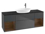 Тумба под раковину Villeroy & Boch Finion 160х50,1 см с подсветкой МДФ темно-синий матовый лак/стекло черное матовое G982GNHG