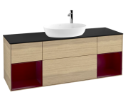 Тумба под раковину Villeroy & Boch Finion 160х50,1 см с подсветкой МДФ шпон дуба/стекло черное матовое G982HBPC