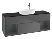 Тумба под раковину Villeroy & Boch Finion 160х50,1 см с подсветкой МДФ антрацит матовый лак/стекло черное матовое G982HGGK