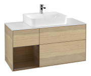 Тумба под раковину Villeroy & Boch Finion 120х50,1 см с подсветкой МДФ шпон дуба/стекло белое матовое G161GNPC