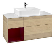 Тумба под раковину Villeroy & Boch Finion 120х50,1 см с подсветкой МДФ шпон дуба/стекло белое матовое G161HBPC