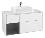 Тумба под раковину Villeroy & Boch Finion 120х50,1 см с подсветкой МДФ глянцевый белый лак/стекло белое матовое G161HGGF