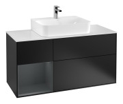 Тумба под раковину Villeroy & Boch Finion 120х50,1 см с подсветкой МДФ черный матовый лак/стекло белое матовое G161HGPD