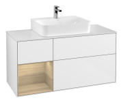 Тумба під раковину Villeroy & Boch Finion 120х50,1 см із підсвічуванням МДФ білий глянцевий лак/скло біле матове G161PCGF