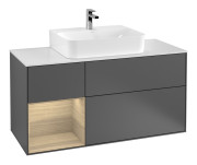 Тумба під раковину Villeroy & Boch Finion 120х50,1 см із підсвічуванням МДФ антрацит матовий лак/скло біле матове G161PCGK