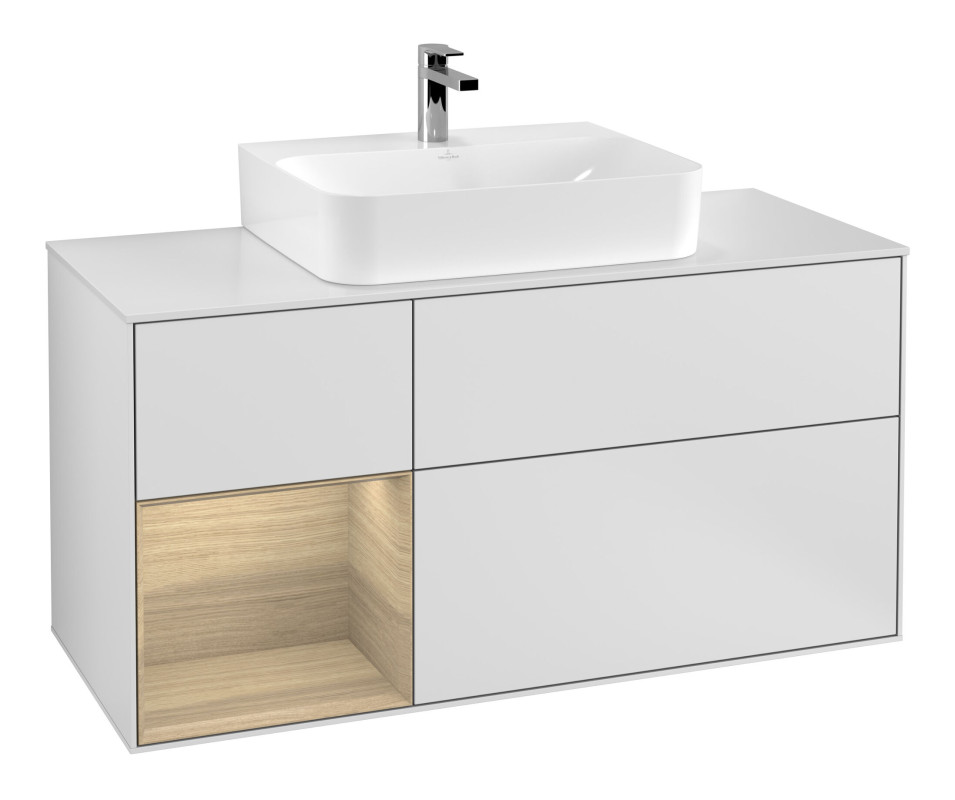 Тумба под раковину Villeroy & Boch Finion 120х50,1 см с подсветкой МДФ белый матовый лак/стекло белое матовое G161PCMT