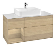 Тумба под раковину Villeroy & Boch Finion 120х50,1 см с подсветкой МДФ шпон дуба/стекло белое матовое G161PCPC