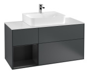 Тумба под раковину Villeroy & Boch Finion 120х50,1 см с подсветкой МДФ темно-синий матовый лак/стекло белое матовое G161PDHG