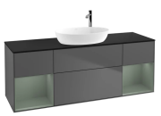 Тумба под раковину Villeroy & Boch Finion 160х50,1 см с подсветкой МДФ антрацит матовый лак/стекло черное матовое G982GMGK