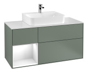 Тумба под раковину Villeroy & Boch Finion 120х50,1 см с подсветкой МДФ оливковый матовый лак/стекло белое матовое G161GFGM