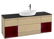 Тумба под раковину Villeroy & Boch Finion 160х50,1 см с подсветкой МДФ шпон дуба/стекло черное матовое G982HBPC